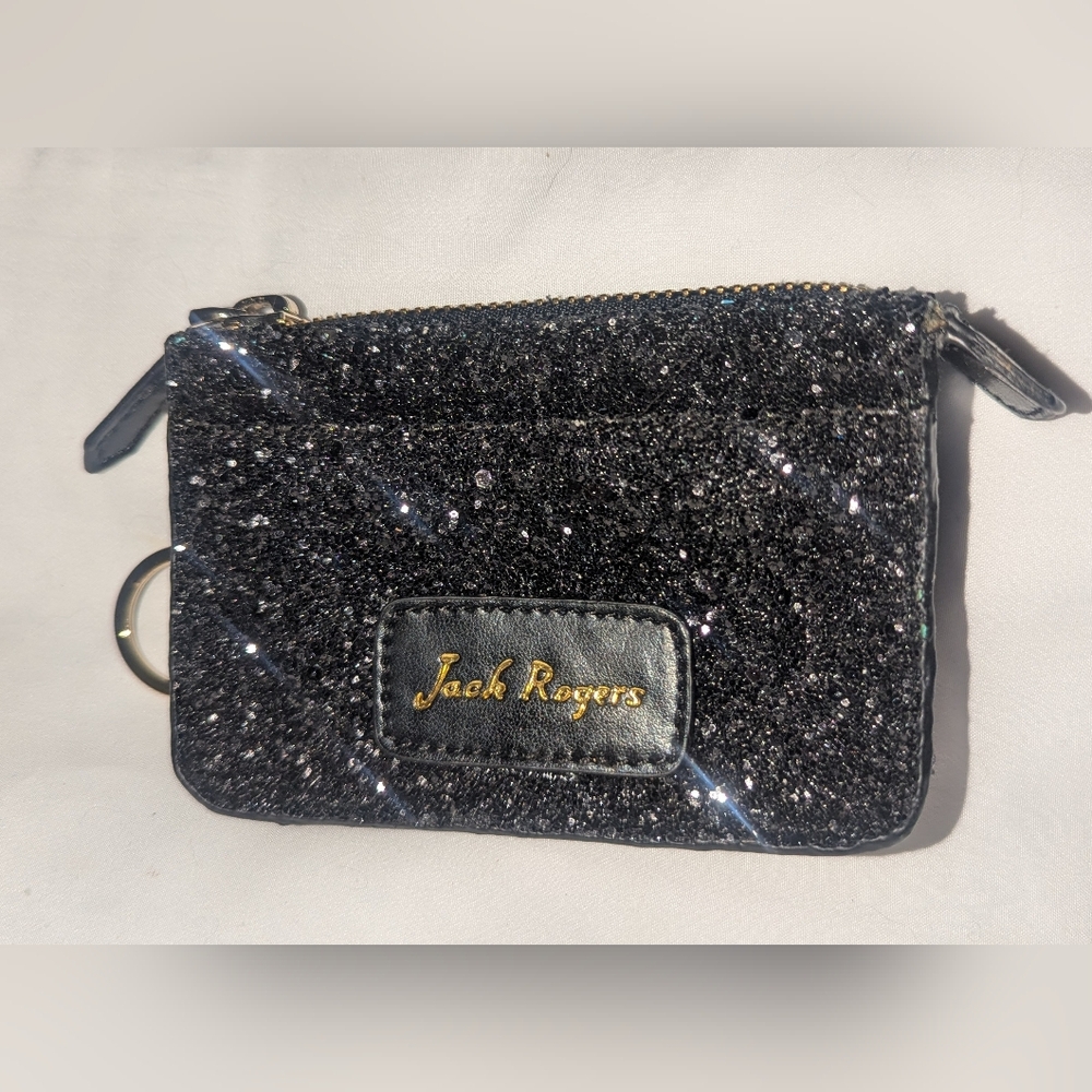 Jack Rogers Black Glitter Coin Purse.